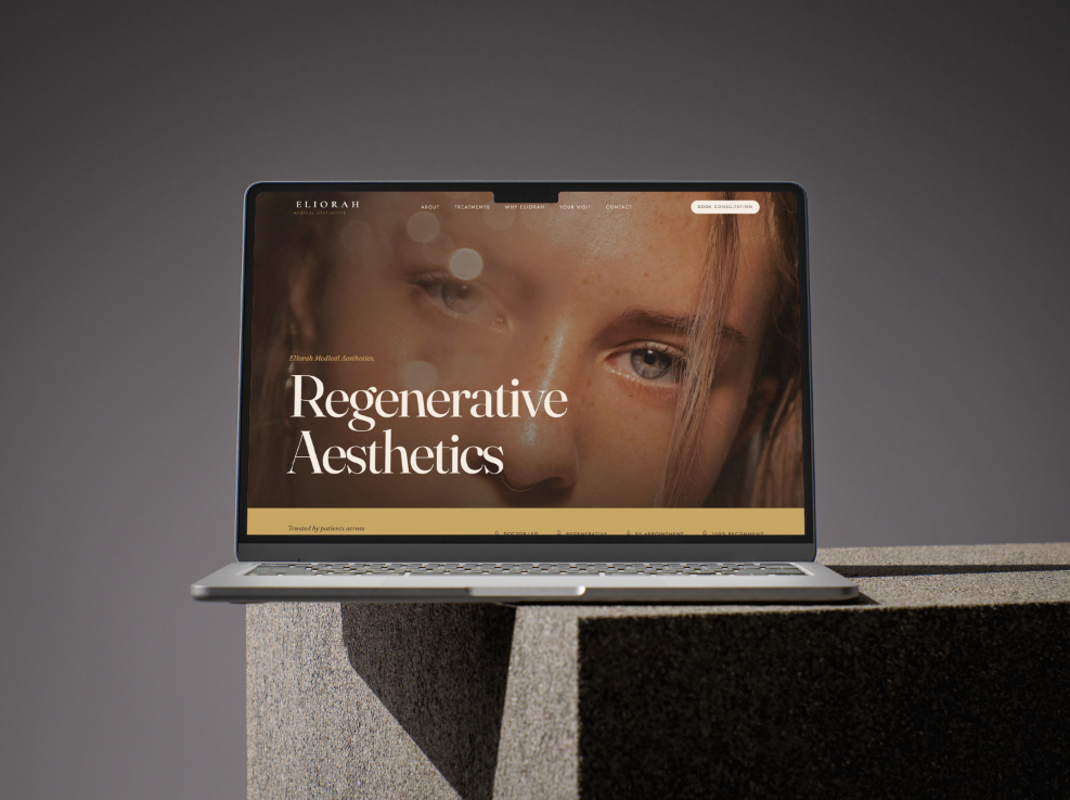 Eliorah Medical Aesthetics website shown on a laptop