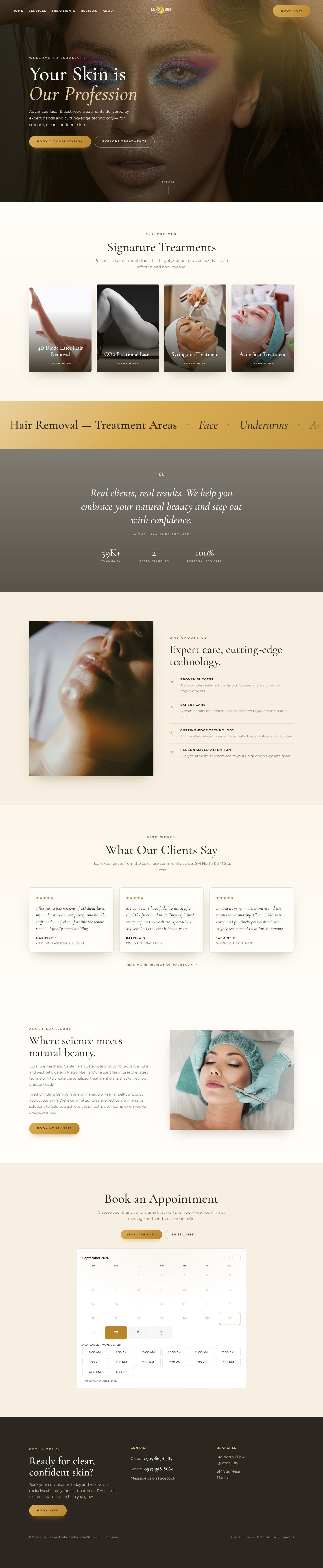 Luxallure Aesthetic Center — full page screenshot