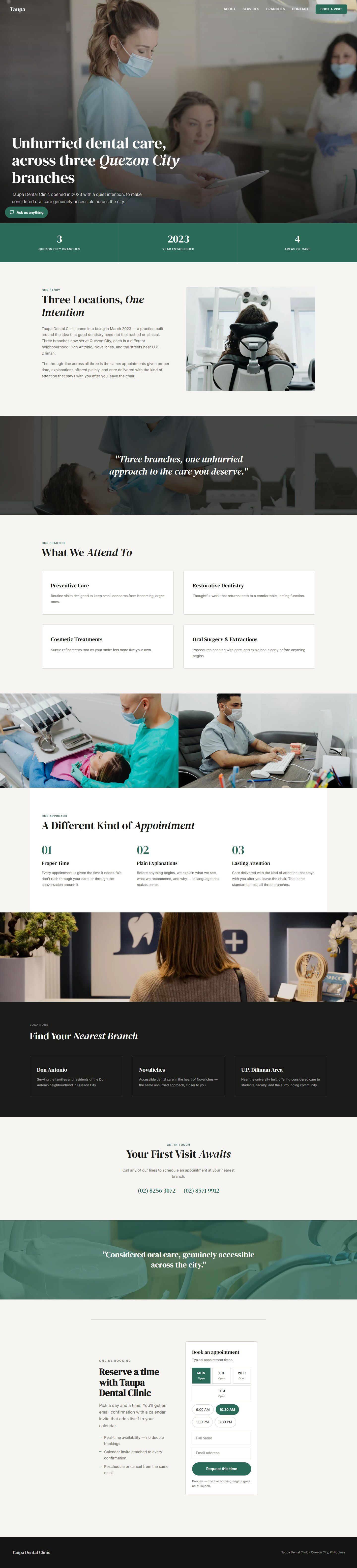 Taupa Dental Clinic — full page screenshot